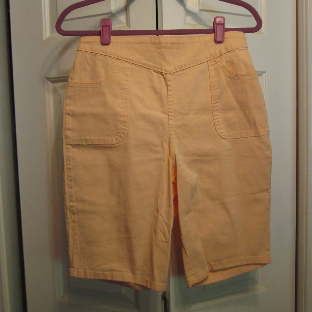 Denim & Co How Timeless Bermuda Shorts Peach Sz M